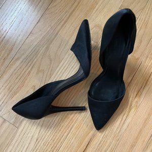 COACH black satin heels pumps.